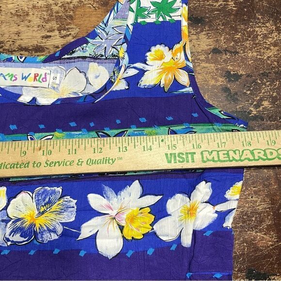 JAMS WORLD Hawaiian Vintage Orchid Row Purple Floral Sleeveless Dress sz Small - Picture 3 of 8